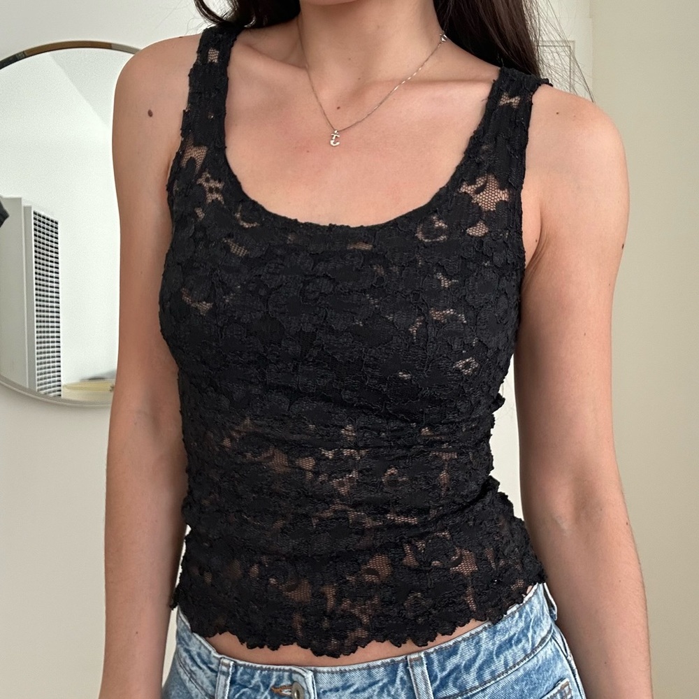 Y2K Kay Celine Black Lace Tank